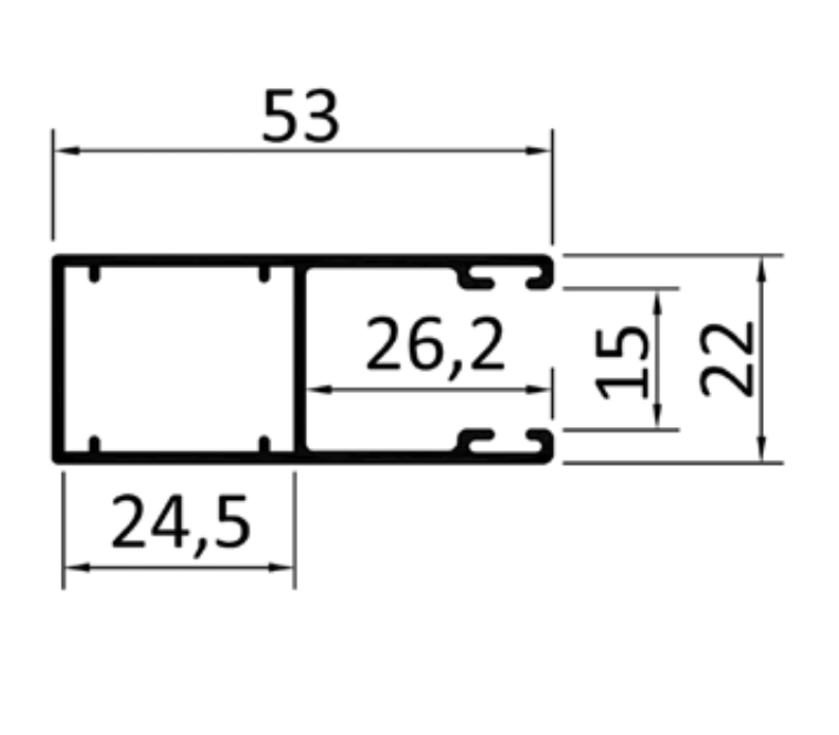 Vodicí lišty 53 mm